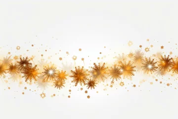 Fotobehang Abstract golden snowflake border on transparent background. Generative AI © Eudoxia