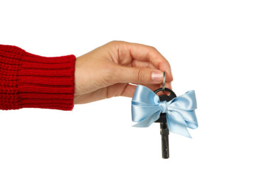 PNG, car key in hands, isolated on white background. - Powered by Adobe