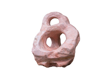 Big garden ornamental stone made of pink marble material isolated on transparent background, png file