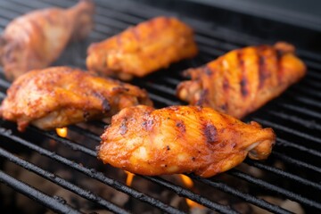 grill marks appearing on marinated chicken wings