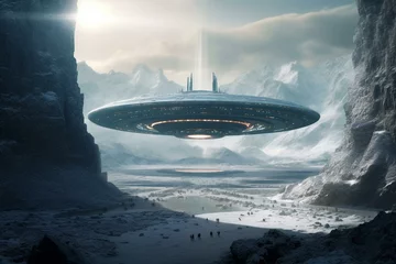 Foto op Plexiglas Breathtaking extraterrestrial scenery from a futuristic novel. Generative AI © Gable