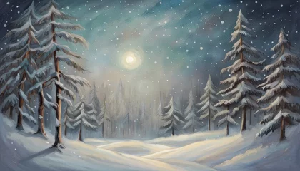 Foto op Plexiglas Beautiful winter landscape scene with snow and moon and copy space © cobaltstock