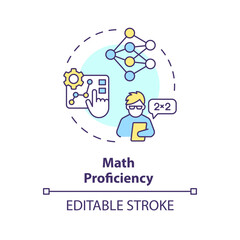 2D editable multicolor math proficiency icon, simple isolated vector, AI engineer thin line illustration.