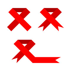 Obraz premium Set red ribbon bow icon flat vector design