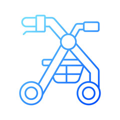 2D pixel perfect gradient rollator icon, isolated vector, thin line illustration representing medical care equipment.