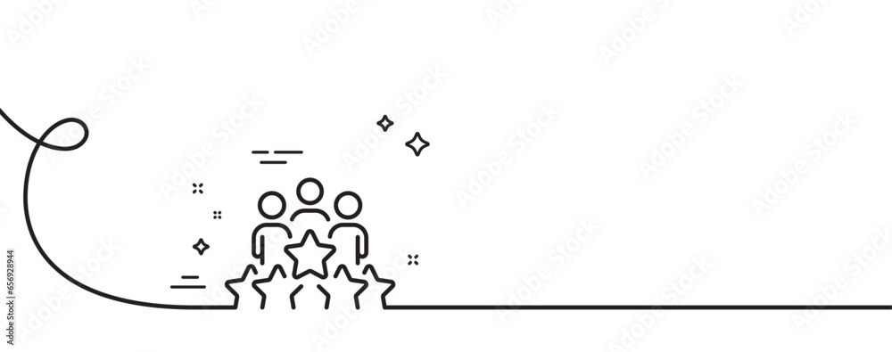 Poster business meeting line icon. continuous one line with curl. employee nomination sign. teamwork rating