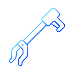 2D pixel perfect gradient long reach grabber icon, isolated vector, thin line illustration representing medical care equipment.