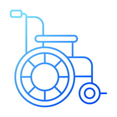2D pixel perfect gradient wheelchair icon, isolated vector, thin line illustration representing medical care equipment.