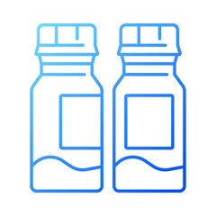 2D pixel perfect gradient pill bottle icon, isolated vector, thin line illustration representing medical care equipment.
