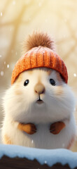 A very cute capybara in winter