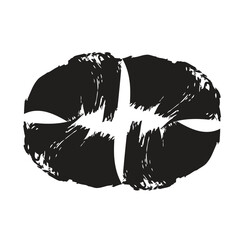 Hand Drawn Horizontal Oval line Bold Stroke Shape Abstract rounded shape