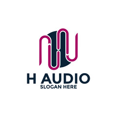 Letter H with Audio Logo, Sound logo Design template