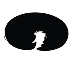 Hand Drawn Horizontal Oval line Bold Stroke Shape Abstract rounded shape