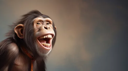 Tuinposter Portrait of a laughing monkey © tashechka