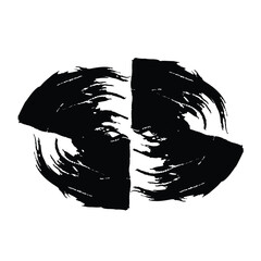 Hand Drawn Horizontal Oval line Bold Stroke Shape Abstract rounded shape