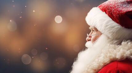 Portrait of Santa Claus on blurred background