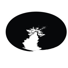 Hand Drawn Horizontal Oval line Bold Stroke Shape Abstract rounded shape