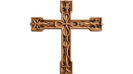 Golden cross isolated on white background