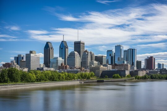 Scenic Montreal skyline in downtown financial and technology city center. Generative AI