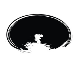 Hand Drawn Horizontal Oval line Bold Stroke Shape Abstract rounded shape