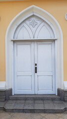 gothic wooden door in a church