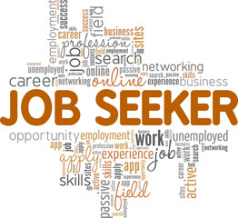 Job Seeker word cloud conceptual design isolated on white background.