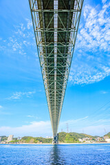 福岡県側から見た関門橋　福岡県北九州市　Kanmon Bridge seen from the Fukuoka Prefecture side. Fukuoka Pref, Kitakyusyu City.