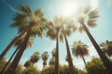 Fototapeta na wymiar A sunny day with palm trees standing tall
