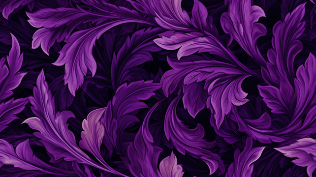 Purple Black Velvet Burnout Seamless Pattern Wallpaper Abstract Background 