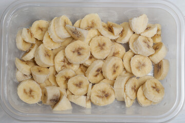 Frozen banana cuts for smoothies and homemade ice cream