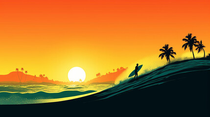 Minimal ilustration about summertime and surf theme 