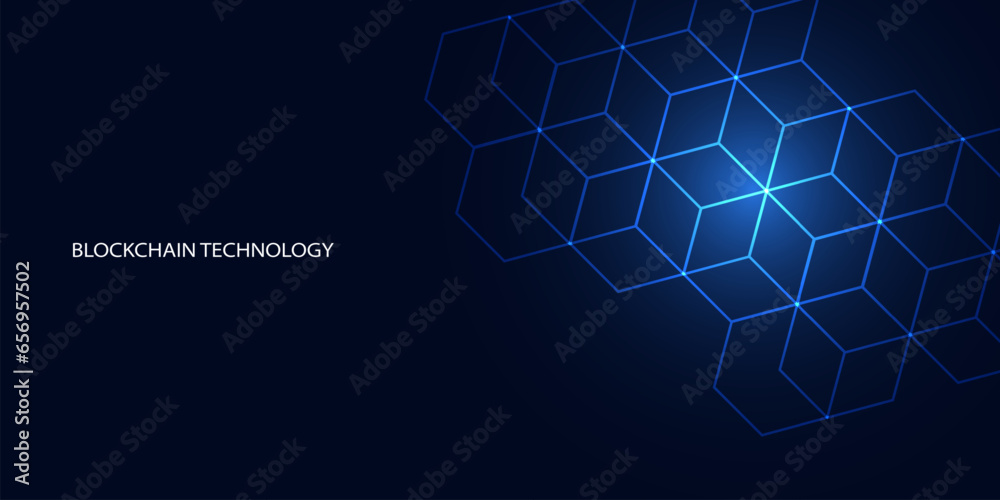 Wall mural abstract square concept digital technology futuristic modern cryptocurrency blockchain connection ne