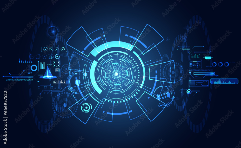 Poster abstract technology ui futuristic concept hud interface hologram elements of digital data chart, com