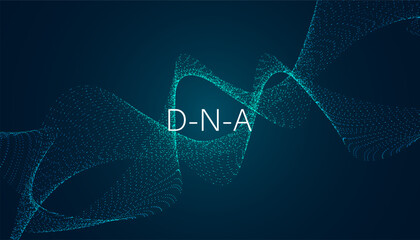 Abstract DNA digital flowing concept background DNA molecule helix medical genetic engineering On a modern green background