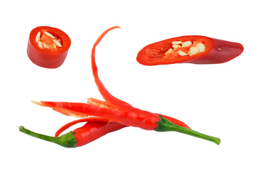 Red hot pepper chili isolated on transparent background with png. Spicy chili Asia food spice. 