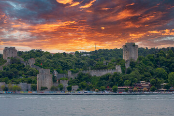  Rumeli Hisari Fortress ,or Rumeii Castle located on the bank of Bosphorus built by Mehmad II in 14th Century , Istanbul, Turkey.