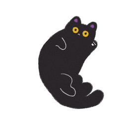 Luna the black cat hand drawn illustration 