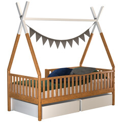 Childrens bed house Wigwam with board - solid Beech 02