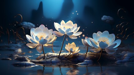 Lotus flowers line art style
