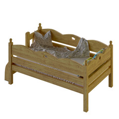 Childrens bed with removable sides Cradle made of solid beech