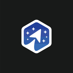 plane space rocket launch to the sky logo icon