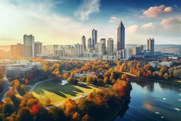Fotobehang Aerial panorama of Atlanta, Georgia skyline in the USA. Generative AI © Koa