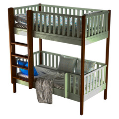 Childrens bunk bed Torren entrance from the facade - Solid Beech