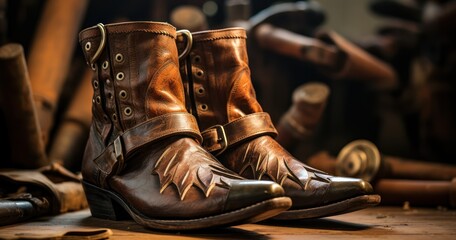 Artisan touch in crafting leather boots