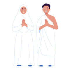 women and men wear ihram clothing for Hajj or Umrah