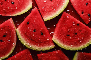 seamless background of many beautiful and shiny watermelon, top view.