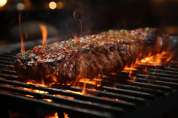 Close up barbecue on fire.