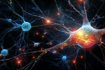 Representation of nervous system peptides. Generative AI - obrazy, fototapety, plakaty