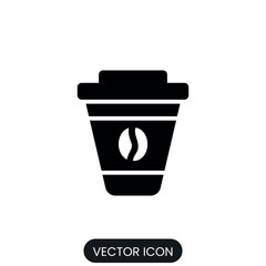 Disposable coffee cup icon isolated white background