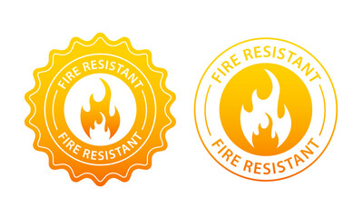 Fire Resistant label. Fire protection. Fireproof icon. Security vector icon. Protection icon. Flame sign. Vector illustration